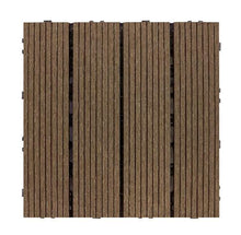 Chestnut WPC deck tile mat with vertical ridges and interlocking edges