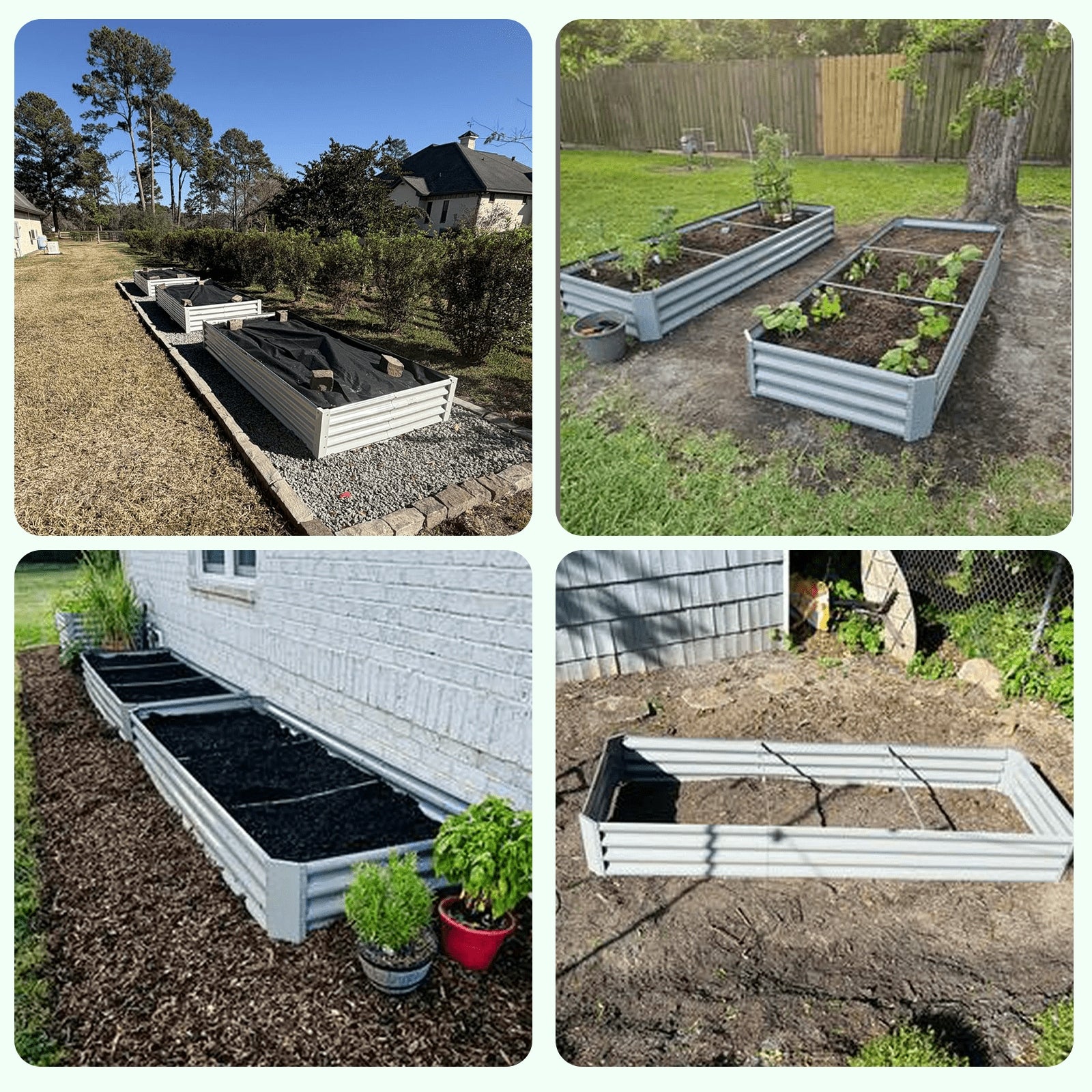 TRAMULL 2 Pack 8x3x1ft Metal Galvanized Raised Garden Bed for Vegetables Flowers Ground Planter Box (Gray)