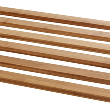 Bamboo slat frame detail with parallel wood bars and smooth finish