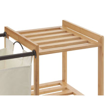 Bamboo top and middle shelves with slatted surfaces on TRINITY laundry station