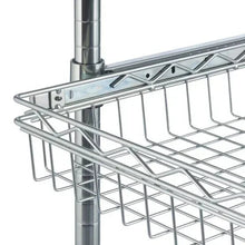 Pull-out wire basket sliding rails with raised side grid on metal frame