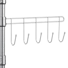 Wire rack accessory bar with five U-shaped hanging hooks