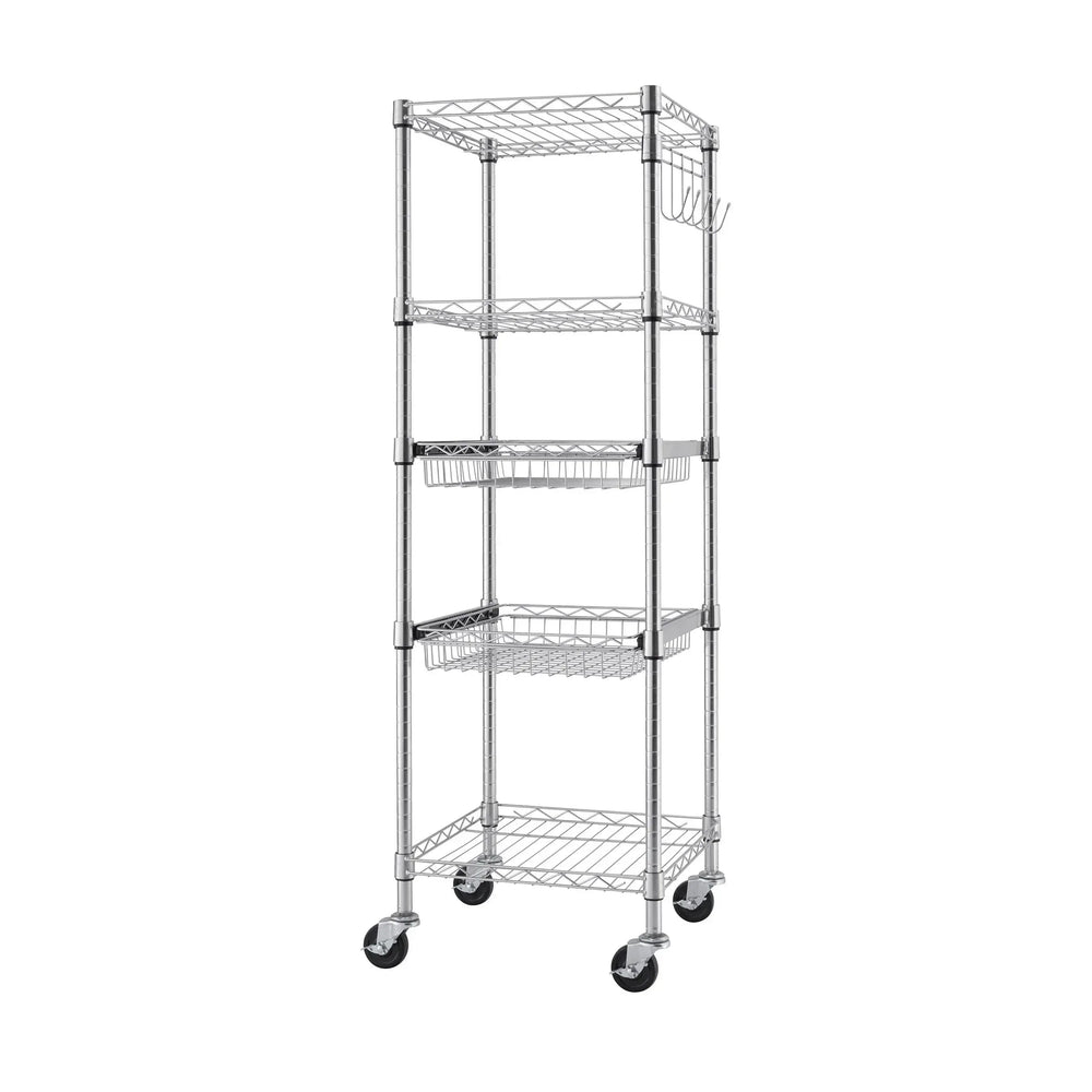 TRINITY EcoStorage 5-Tier NSF Rack w/ Sliding Pull-Out Baskets & Wheels - USA MEGA SHOP