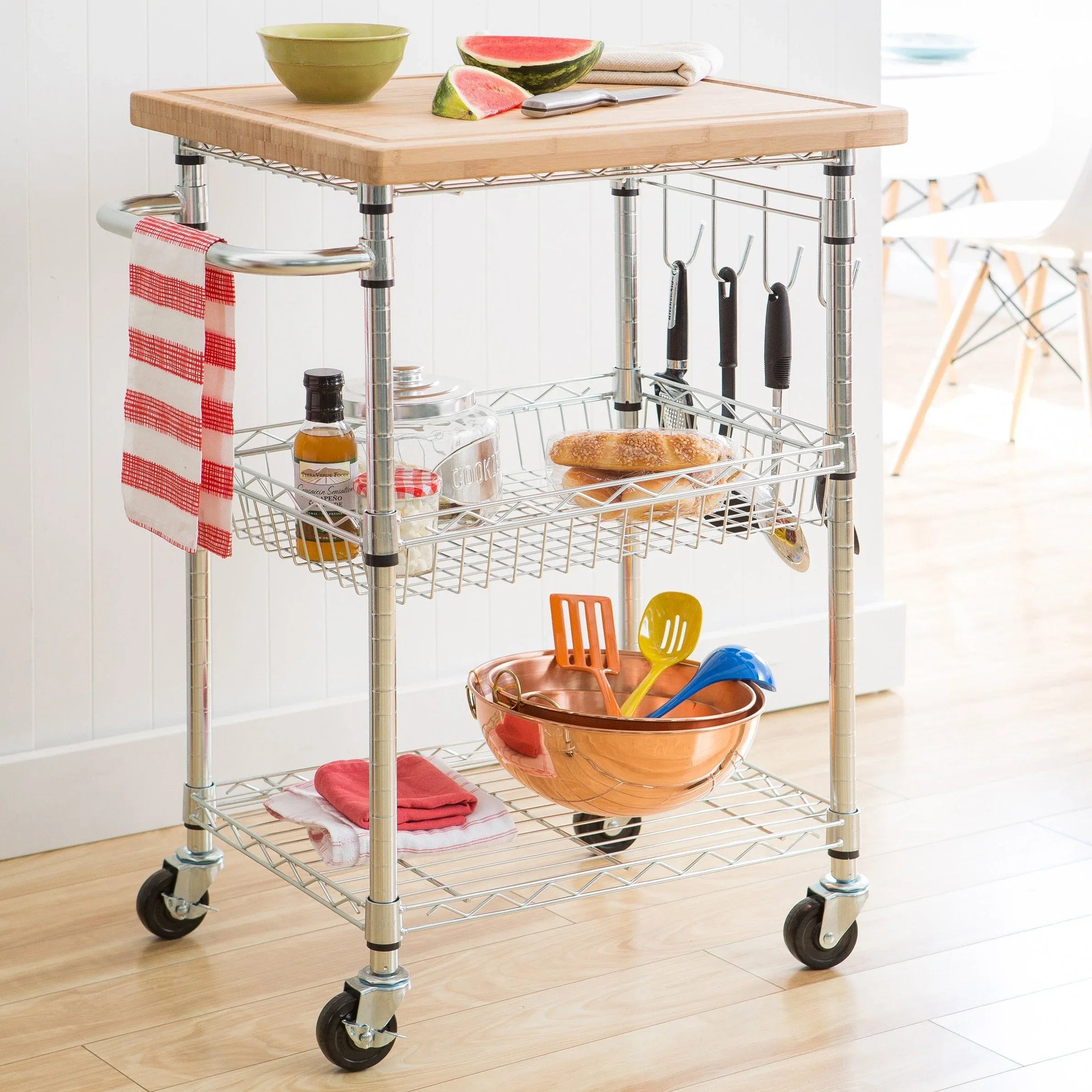 TRINITY EcoStorage Bamboo Top Kitchen Cart - USA MEGA SHOP