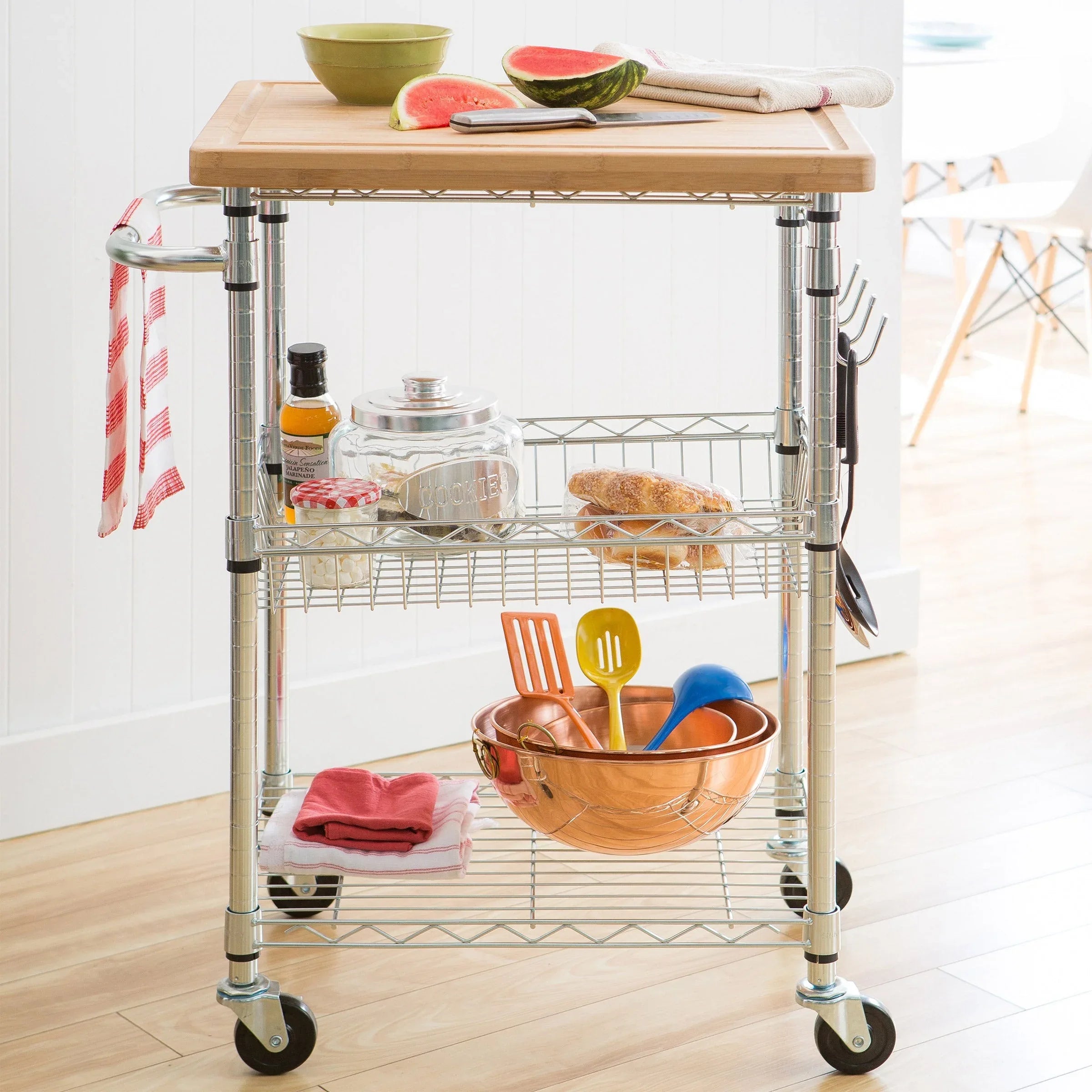 TRINITY EcoStorage Bamboo Top Kitchen Cart - USA MEGA SHOP