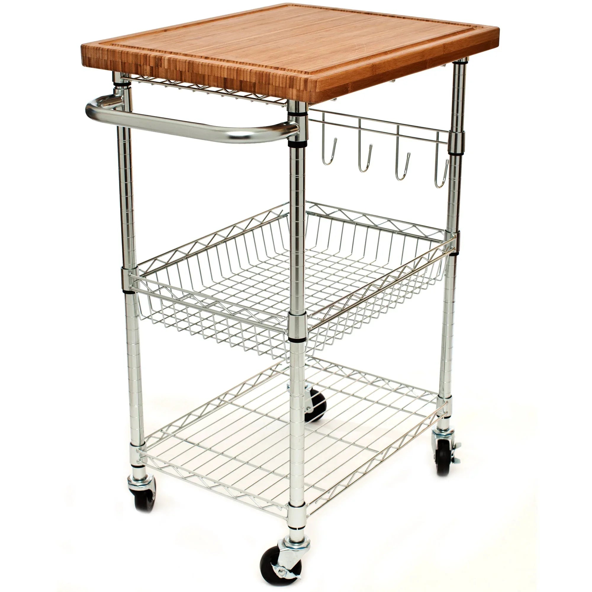TRINITY EcoStorage Bamboo Top Kitchen Cart - USA MEGA SHOP