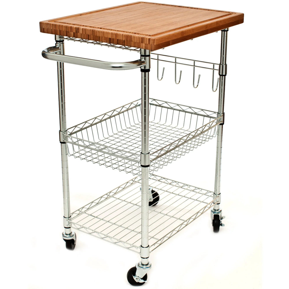 TRINITY EcoStorage Bamboo Top Kitchen Cart - USA MEGA SHOP