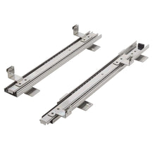 Metal sliding rail hardware for wire basket with mounting brackets
