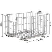 Metal wire basket with slide rails, rectangular open storage