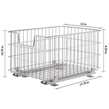 Wire basket with slide rails, chrome-finish storage container for cabinet installation