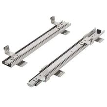 Metal sliding rails for wire under-sink organizer, two-piece track system