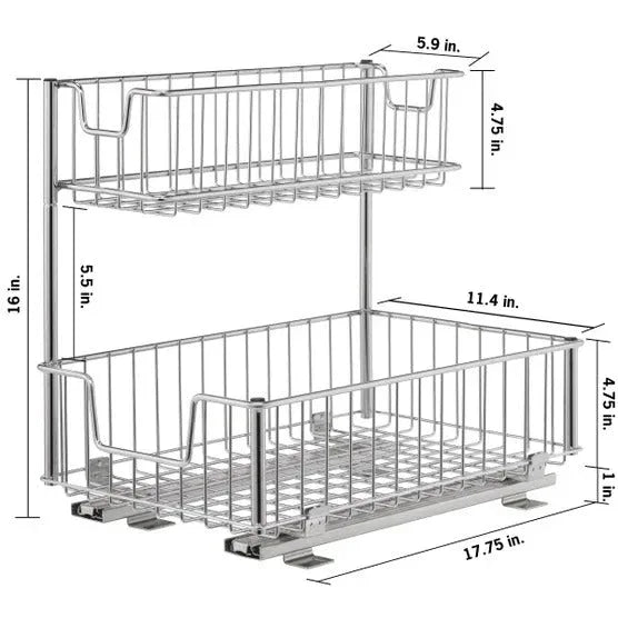TRINITY Wire Undersink Organizer with Slide, 2-pack - USA MEGA SHOP
