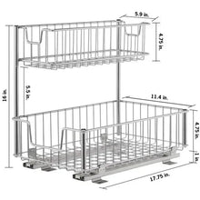 Two-tier wire undersink organizer with pull-out sliding frame, chrome