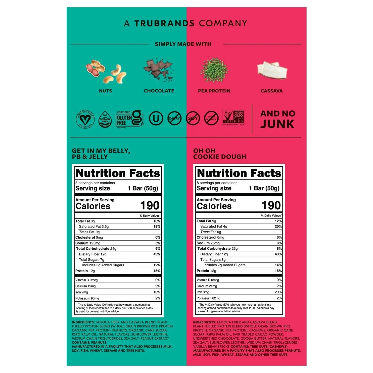 TRUBAR Plant Based Protein Bar Variety Pack, 16 pk.