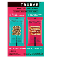 TRUBAR plant based protein bar variety pack with cookie dough and PB & jelly wrappers