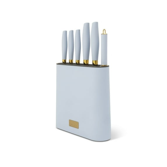 Thyme & Table 7-Piece Knife Block Set, Mint Green
