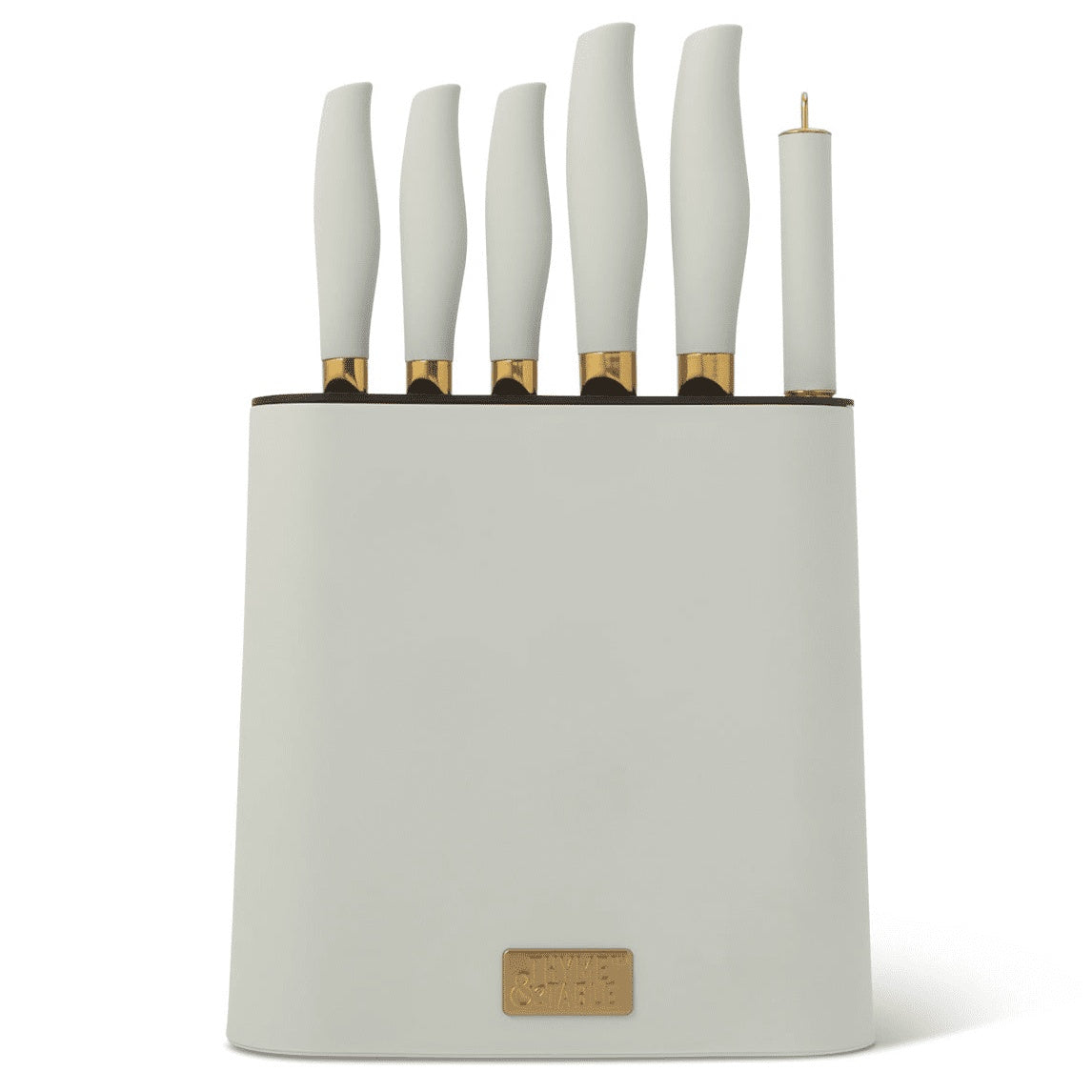 Thyme & Table 7-Piece Knife Block Set, Mint Green