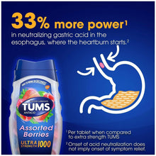 Antacid package and digestive relief graphic with '33% more power' text