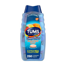TUMS Smoothies extra strength antacid pouch, assorted fruit, 250 chewable tablets