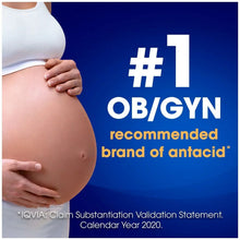 Pregnant belly with hand on stomach and '#1 OB/GYN recommended' antacid text