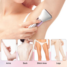 Electric trimmer with white head used on arms, back, bikini area and legs