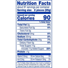 Nutrition Facts label for strawberry-flavored twist candy, calories per 2 pieces