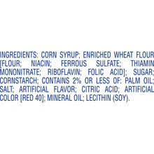 Ingredients list for strawberry twist candy, including corn syrup and enriched wheat flour