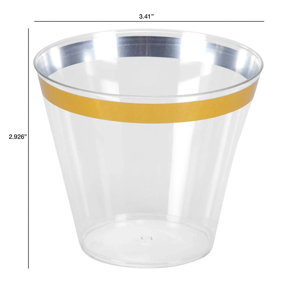 Tableluxe Premium Gold Rimmed Clear Plastic Tumbler, 9 fl. oz, 48 ct. - USA MEGA SHOP
