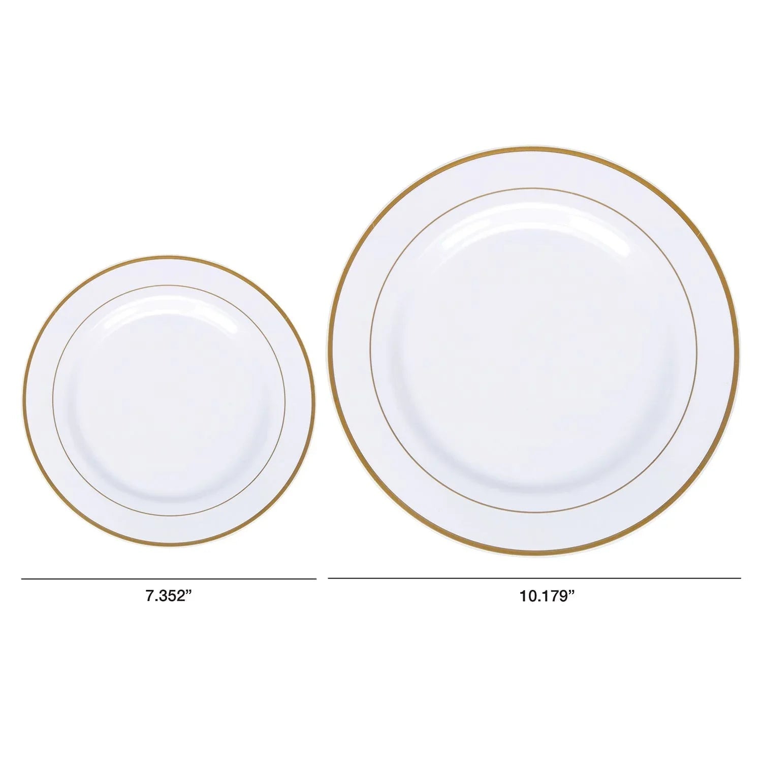 Tableluxe Premium Disposable Round White with Gold Trim Plastic Plates, 7" & 10", 48 ct.