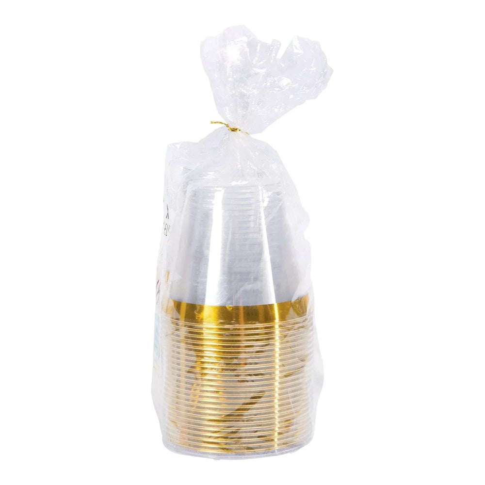 Tableluxe Premium Gold Rimmed Clear Plastic Tumbler, 9 fl. oz, 48 ct. - USA MEGA SHOP