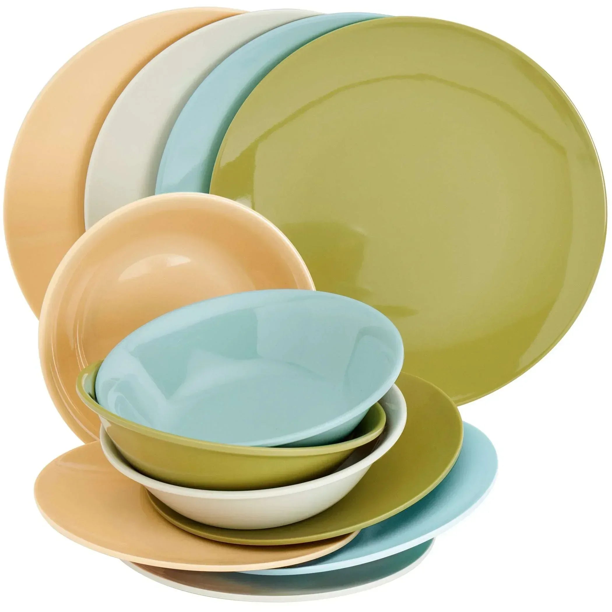 Tabletops Gallery 12 Piece Dark Green Melamine Dinnerware Set Plates Bowls for Indoor/Outdoor Use, Service for 4, Emerald