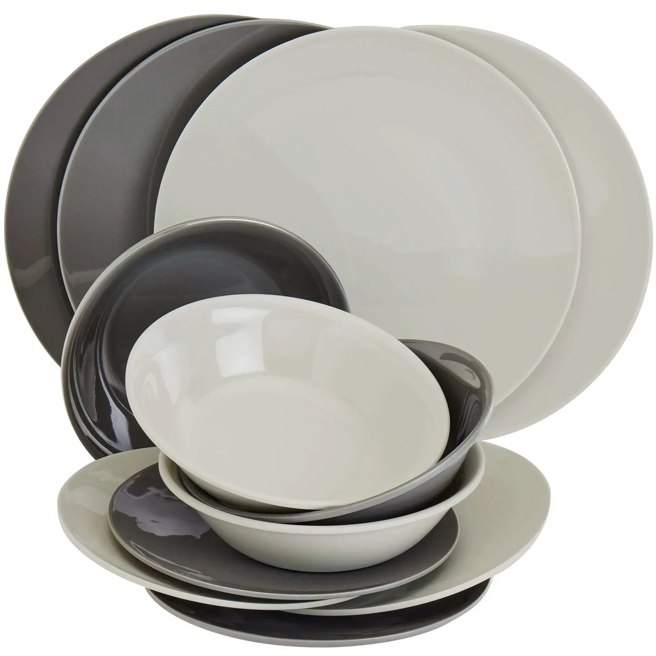 Tabletops Gallery 12 Piece Dark Green Melamine Dinnerware Set Plates Bowls for Indoor/Outdoor Use, Service for 4, Emerald