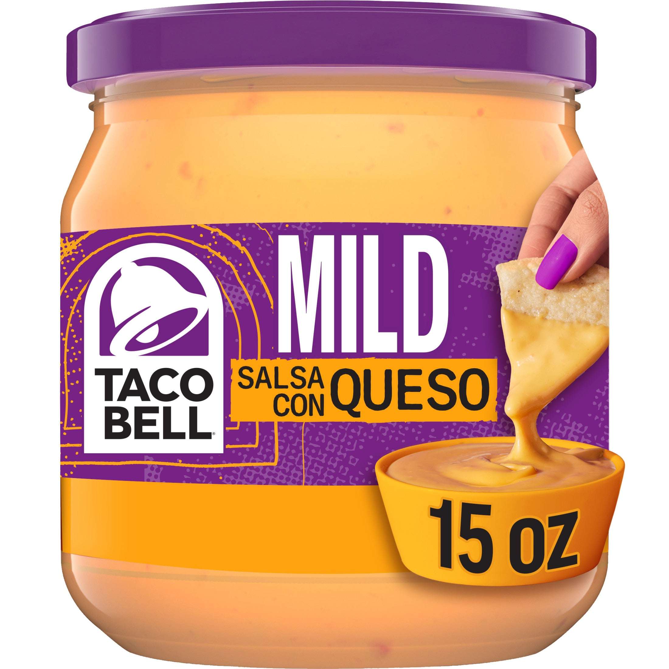 Taco Bell Mild Salsa Con Queso Mild Cheese Dip, 15 oz Jar, Shelf-Stable