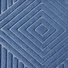 Indoor area rug denim blue geometric diamond with raised chevron texture