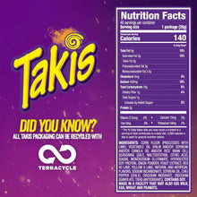 Nutrition Facts and ingredients panel on rolled tortilla chips package