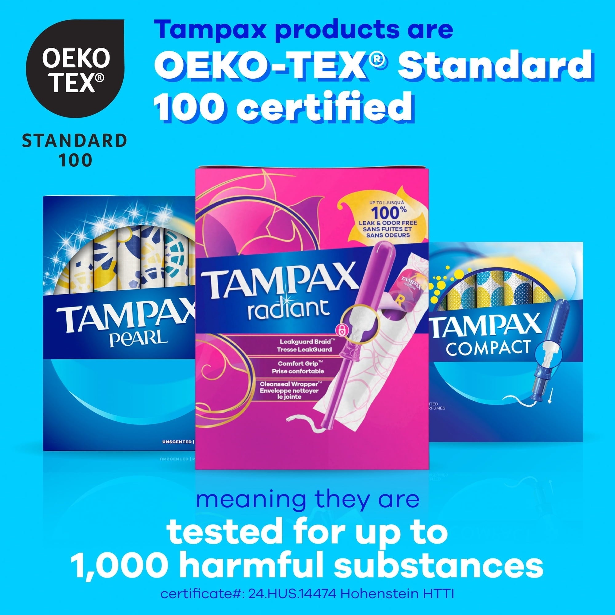 Tampax Pearl Tampons with LeakGuard Braid, Super Absorbency, 100 Count