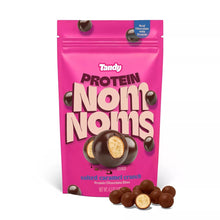 Pink Tandy Protein Noms pouch with salted caramel crunch bites