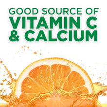 Orange powdered drink mix graphic: good source of vitamin C and calcium.