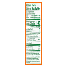 Nutrition facts panel on orange drink mix canister