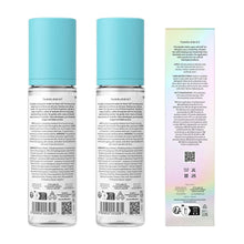 Self tan mousse kit: back labels on two medium bottles and mitt packaging back.