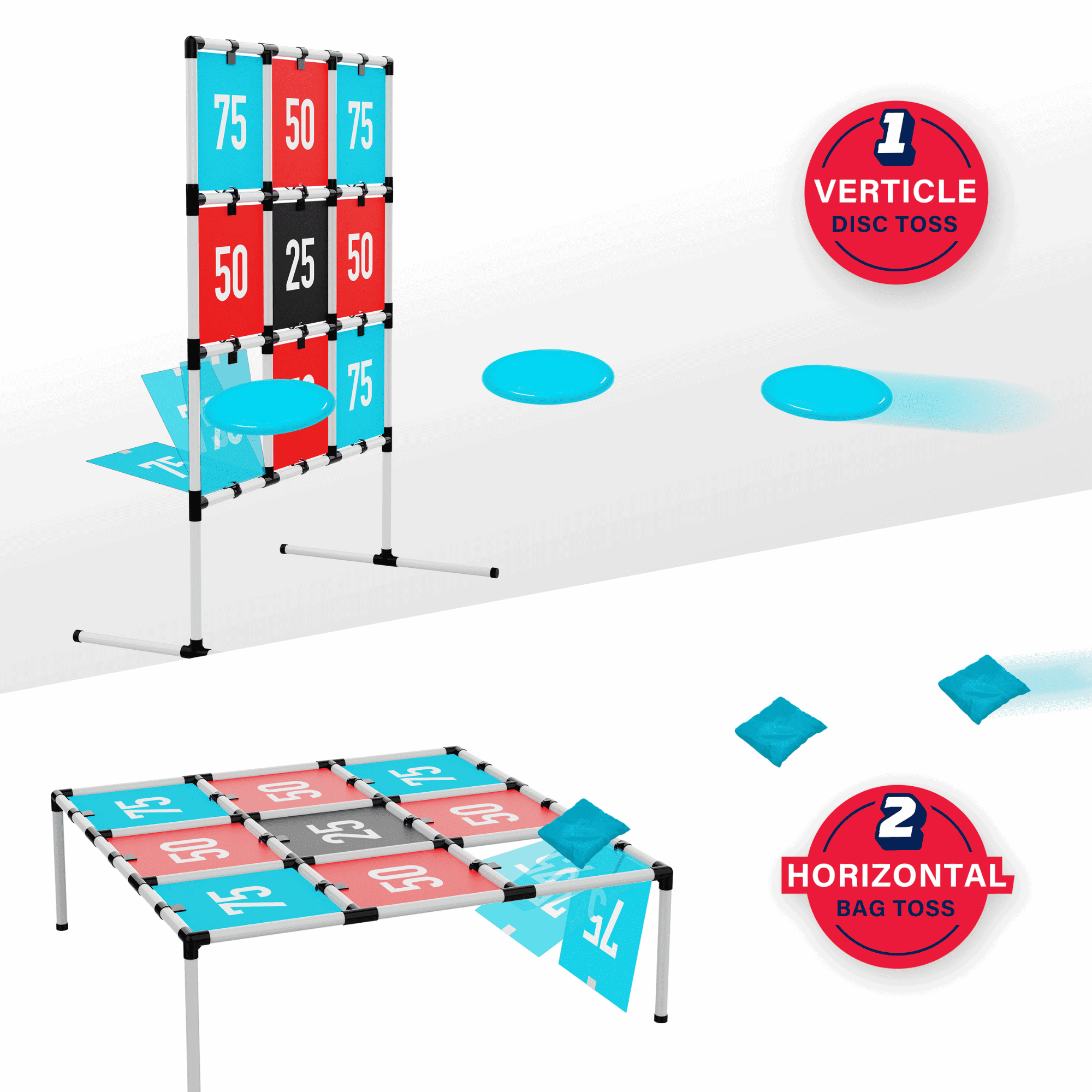 2-in-1 Target Toss, Outdoor Disc & Beanbag Game, Plastic Breakaway Target, for Ages 3 and up, by MinnARK