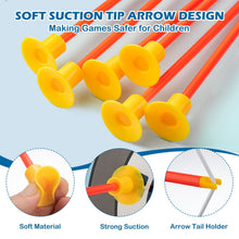 Soft suction tip arrows with yellow suction cups on an orange foam tail