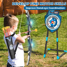 Kids archery toy set with LED standing target and glowing bow lights