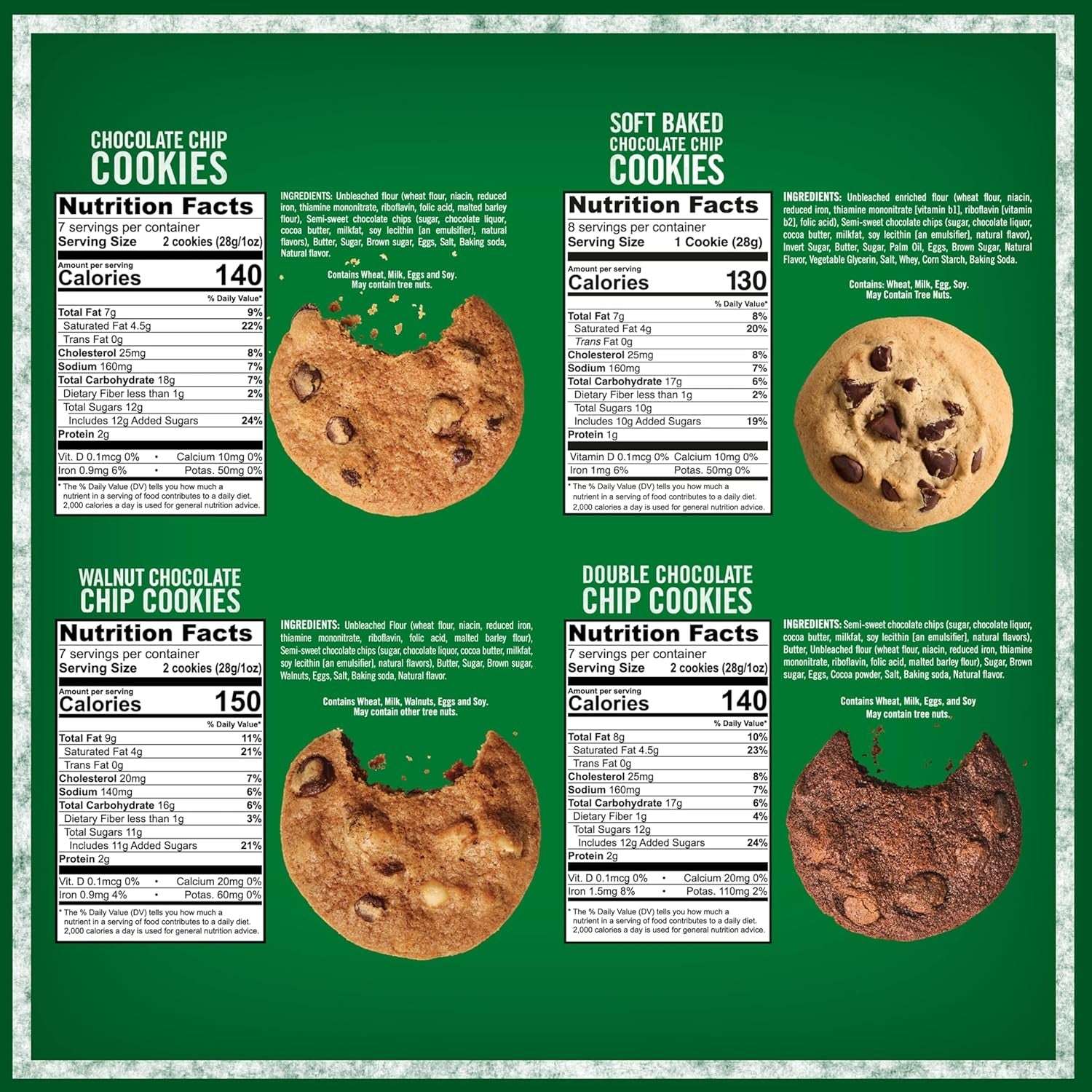 Tate's Bake Shop Chocolate Chip Cookies Variety Pack, 4 Bags