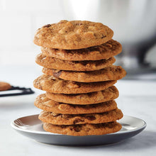 Stack of chocolate chip cookies on a plate