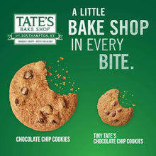 Chocolate chip cookies on green packaging with tiny cookie bag label