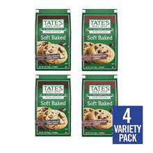 Tate's Bake Shop soft baked cookie variety pack, four soft baked bags with variety badge