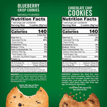 Nutrition facts labels on cookie variety pack with cookie images