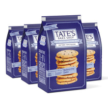 Thin crispy blueberry crisp cookies in blue retail bags, 4-pack