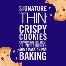 Blue cookie product card with chocolate chip cookie graphic